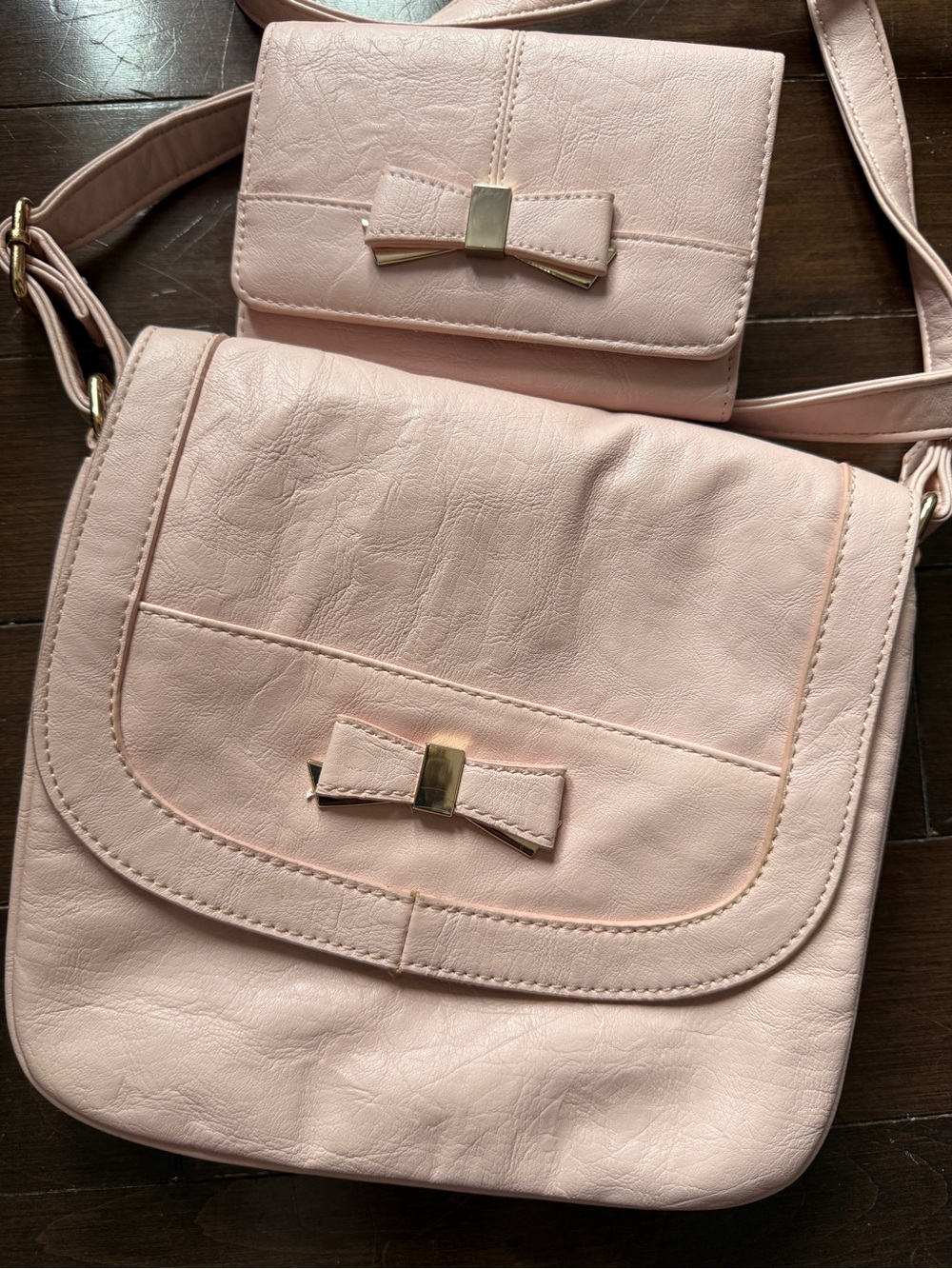 Women’s Blush Pink Crossbody Bag with Matching Wallet